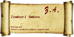 Zombori Ambos névjegykártya